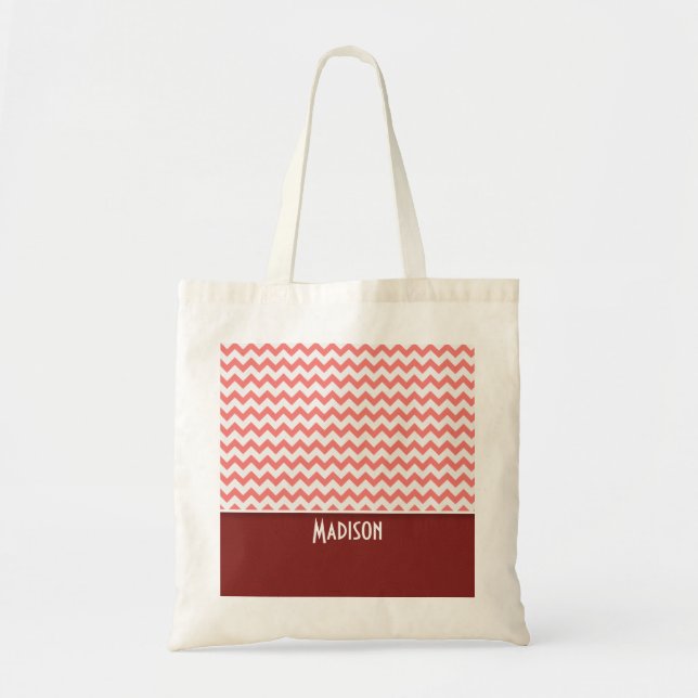 Cute Chevron; Coral Tote Bag (Front)