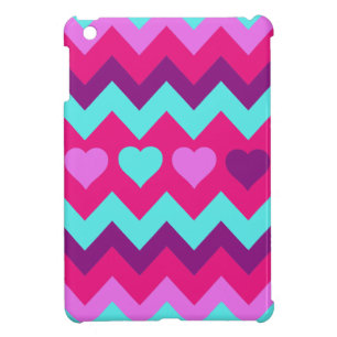 Cute Chevron Hearts Pink Teal Teen Girl Gifts iPad Mini Case