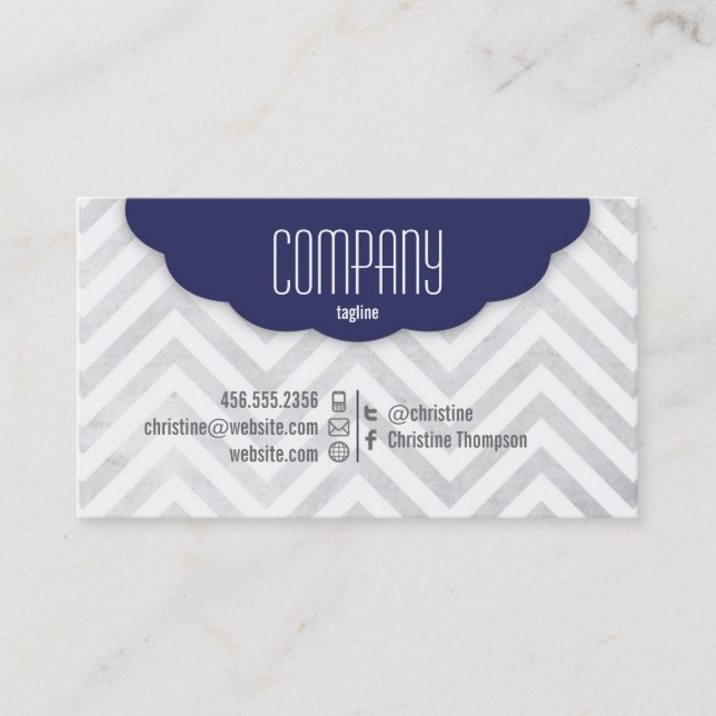 Cute Chevron Professional Business Card (Front)