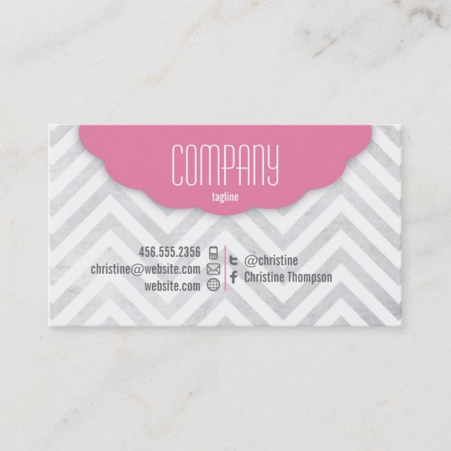 Cute Chevron Professional Business Card (Front)