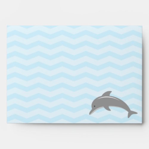 Cute chevron sea dolphin baby shower envelopes