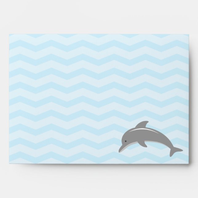 Cute chevron sea dolphin baby shower envelopes (Front)