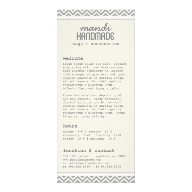 Cute Chevron Stripes Rack Card (Front)