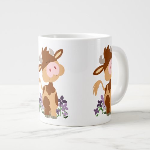 Cute Chewing Cartoon Cow Large Coffee Mug