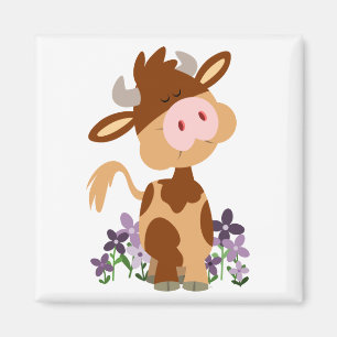 Cute Chewing Cartoon Cow Magnet