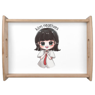 Cute Chibi Anime Girl Wooden Serving Tray