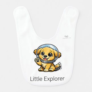 Cute Chibi Astronaut Puppy Dog Personalized Baby Bib