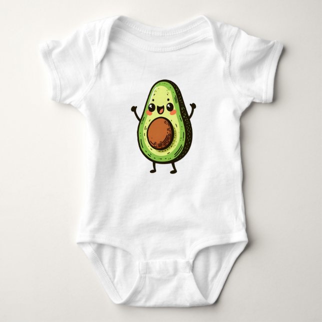Cute Chibi Avocado Baby Bodysuit (Front)