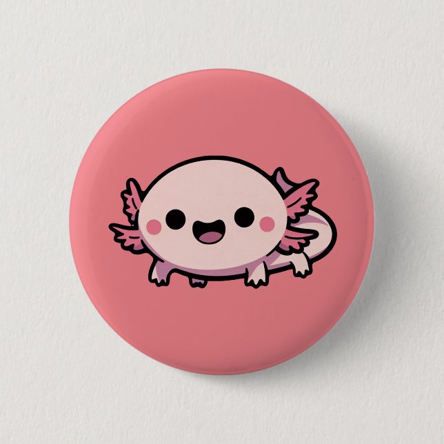 Cute Chibi Axolotl Button (Front)