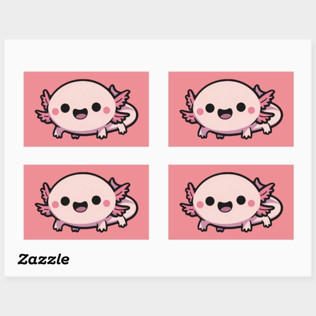 Cute Chibi Axolotl Rectangular Sticker (Sheet)