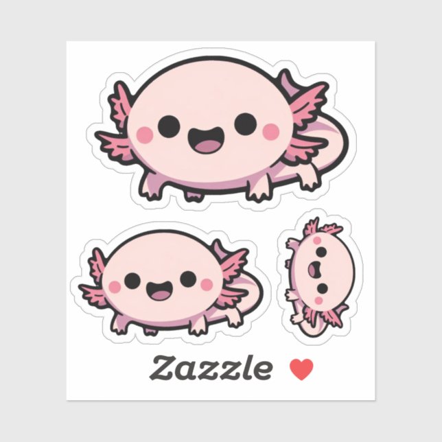Cute Chibi Axolotl Sticker (Sheet)