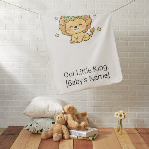 Cute Chibi Baby Lion Safari Custom Name Blanket