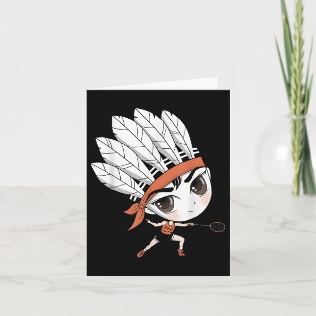 Cute Chibi Badminton Birdie Manga Cartoon  Card (Front)