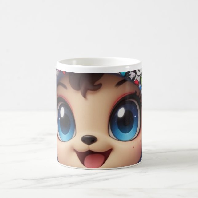 Cute Chibi Bear in Graffiti Butterfly Hoodie – Kaw Coffee Mug (Center)