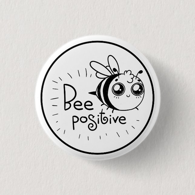 Cute Chibi Bee illustration Quote Button (Front)