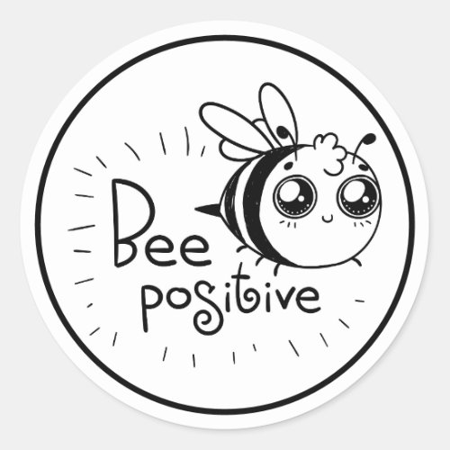 Cute Chibi Bee illustration Quote Classic Round Sticker