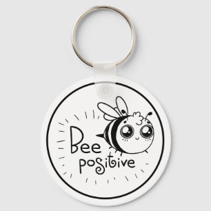 Cute Chibi Bee illustration Quote Keychain