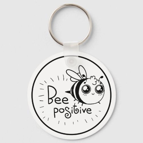 Cute Chibi Bee illustration Quote Keychain