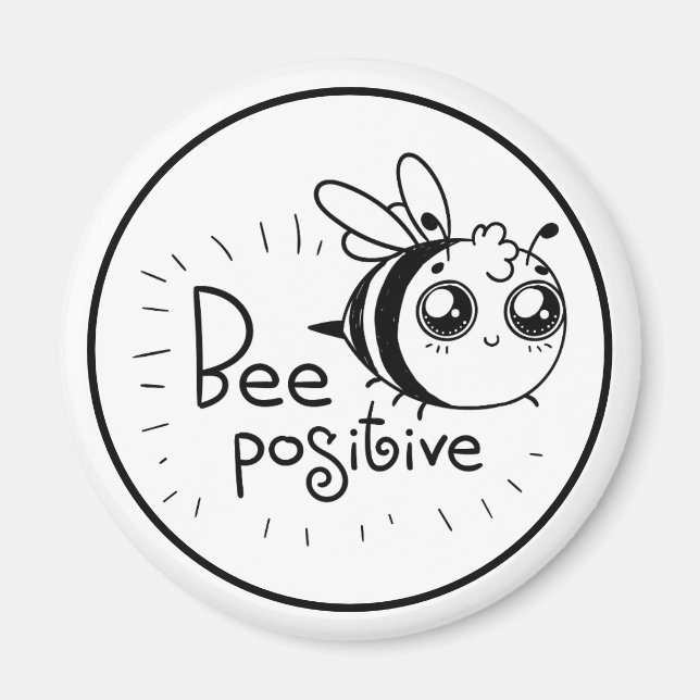 Cute Chibi Bee illustration Quote Magnet (Front)