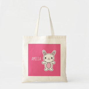Cute Chibi Bunny Pink Personalised Tote Bag