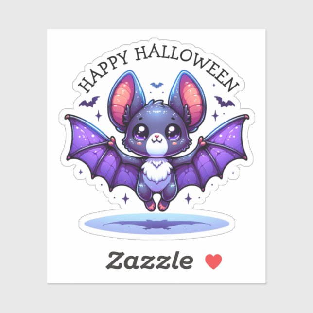 Cute Chibi Cartoon Bat Halloween Sticker (Sheet)