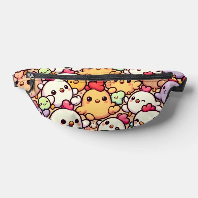 Cute Chibi Chicken Pattern Design Fanny Pack (Lay Down)