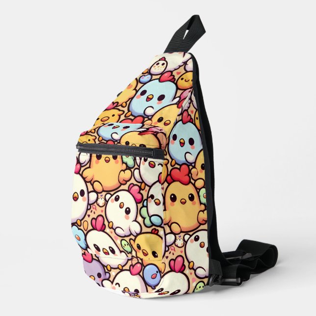 Cute Chibi Chicken Pattern Design Sling Bag (Right Corner)