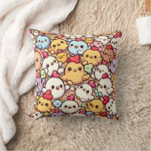 Cute Chibi Chicken Pattern Design Throw Pillow (Blanket)