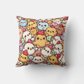 Cute Chibi Chicken Pattern Design Throw Pillow (Back)