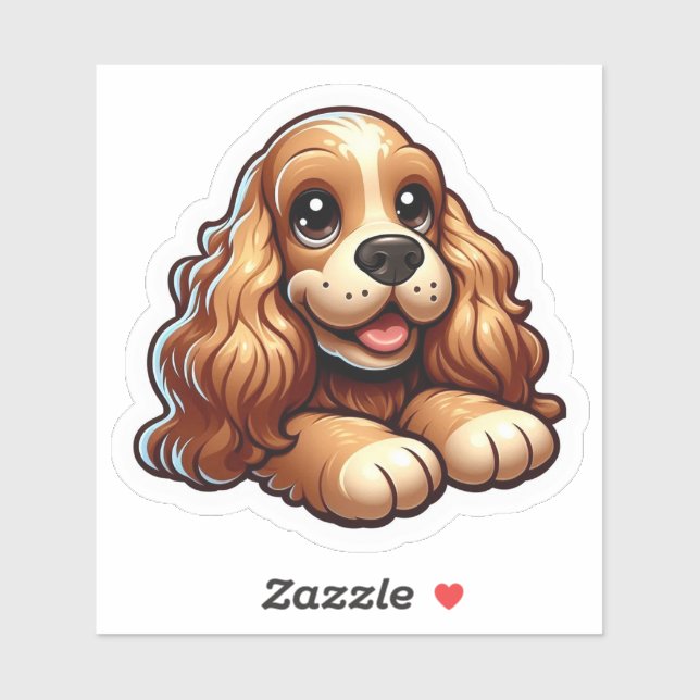 Cute Chibi Cocker Spaniel Puppy Face Sticker (Sheet)