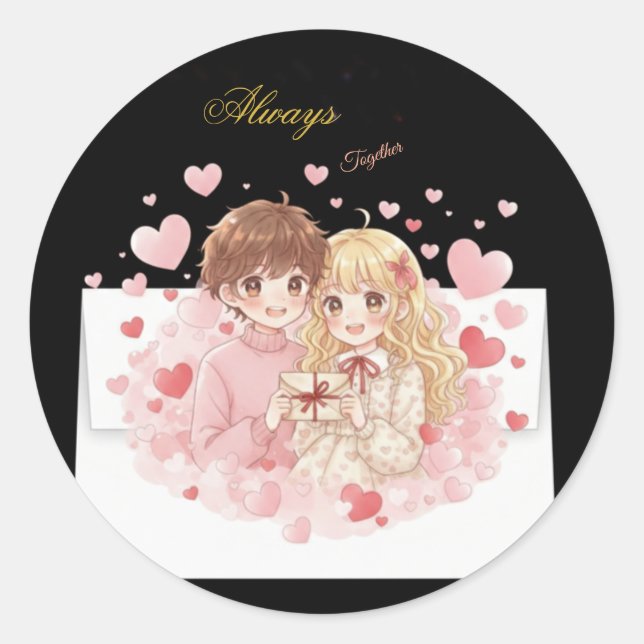 Cute Chibi Couple Love Letter Sticker - Aesthetic  (Front)