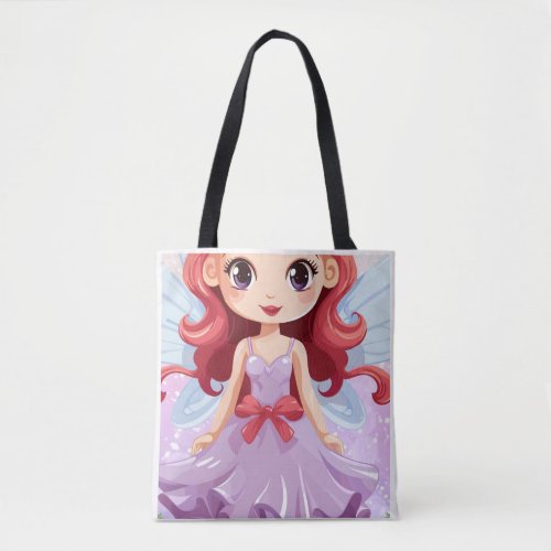 Cute Chibi Fairy Angel Purple Dress Shoulder Tote Bag