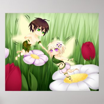 Cute Chibi Fairy Boy And Girl Poster by DiaSuuArt at Zazzle