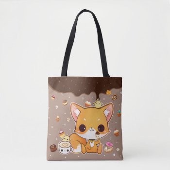Cute Chibi Fox With Kawaii Icecream Tote Bag by Chibibunny at Zazzle