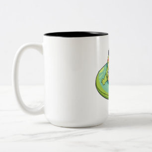 Cute Chibi Frog Summer Pool Day Lemonade Design Two-Tone Coffee Mug