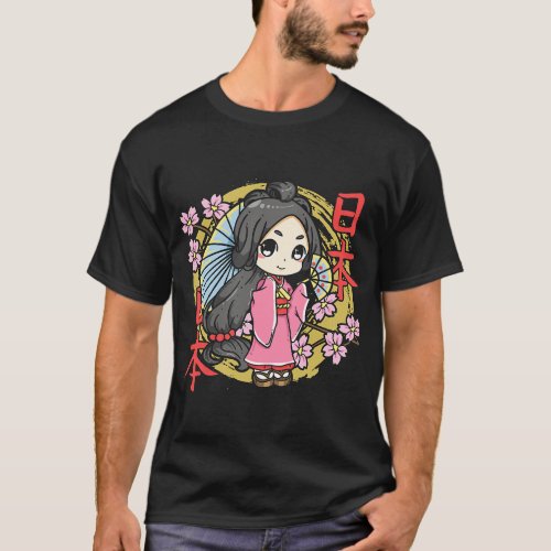Cute Chibi Geisha Japanese Animation Character 21 T_Shirt