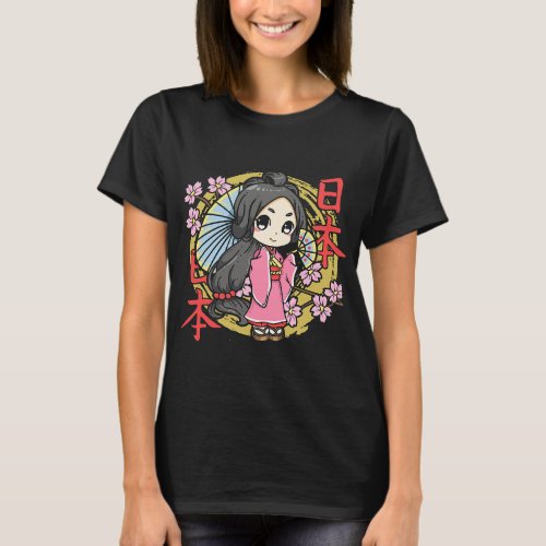 Cute Chibi Geisha Japanese Animation Character 21 T_Shirt