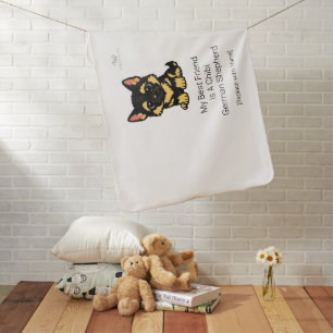 Cute Chibi German Shepherd Puppy Baby Blanket