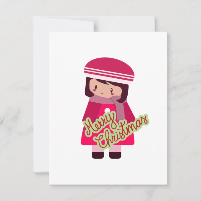 Cute chibi girl flat holiday card (Front)