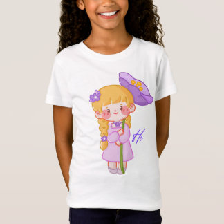 Cute Chibi Girl Purple Hat T-Shirt | Kawaii Kids T