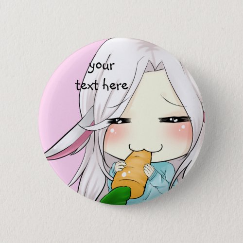Cute chibi girl with bunny ears button
