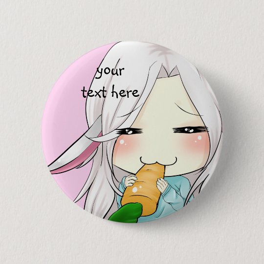 Cute chibi girl with bunny ears button | Zazzle.com