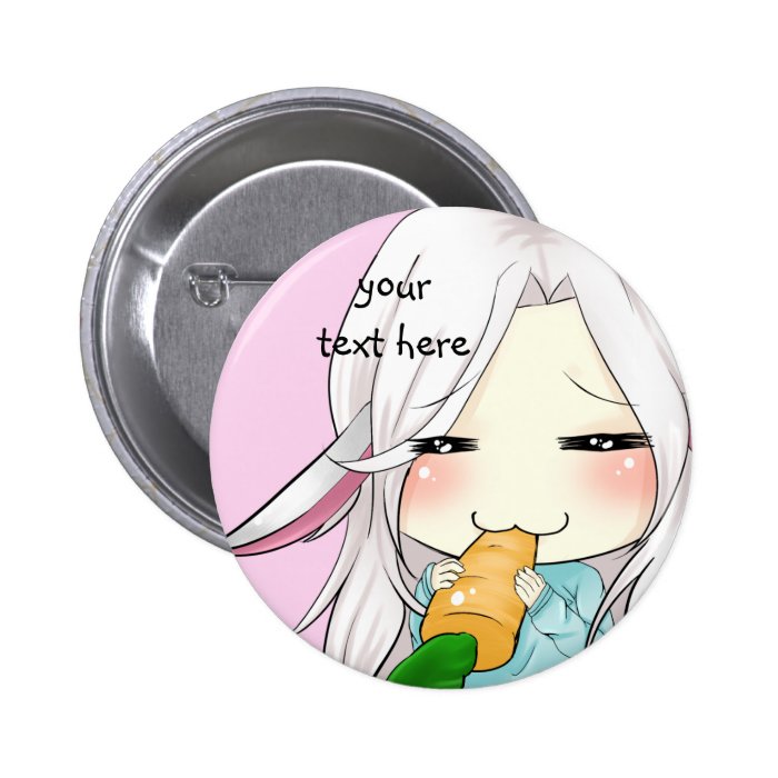 Cute chibi girl with bunny ears button