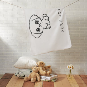 Cute Chibi Golden Retriever Puppy Custom Baby Blanket