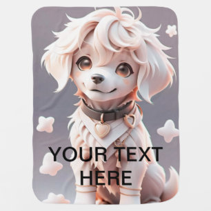Cute Chibi Golden Retriever Puppy Custom Baby Blanket