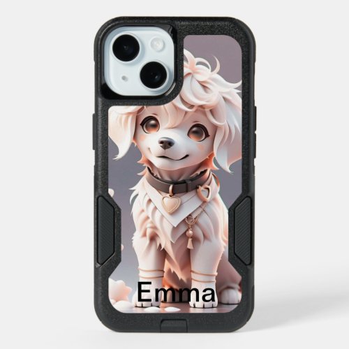 Cute Chibi Golden Retriever Puppy Custom iPhone 15 Case