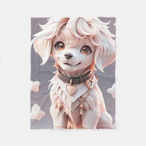 Cute Chibi Golden Retriever Puppy Fleece Blanket