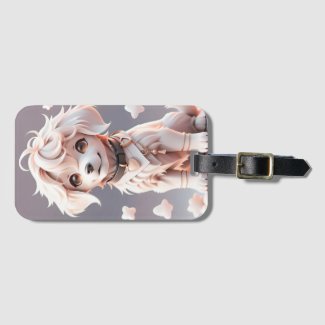 Cute Chibi Golden Retriever Puppy Luggage Tag