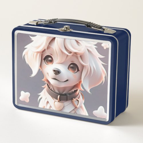 Cute Chibi Golden Retriever Puppy Metal Lunch Box