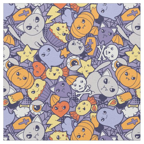 Cute Chibi Halloween Character Pattern Fabric